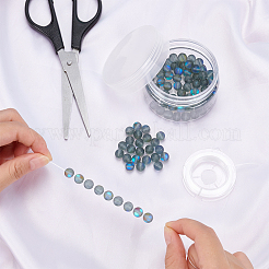 DIY 合成ムーンストーン ビーズ ストレッチ ブレスレット メイキング キット  弾性糸で  グレー  ビーズ：8mm  穴：1mm  100個/箱&nbsp;DIY-SC0012-84F