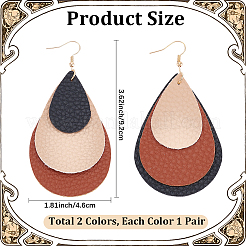 2 Paar 2 Farben Bohemian PU Leder Tropfenohrringe&nbsp;EJEW-CL0001-04