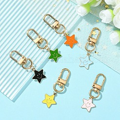 Stella con volto sorridente decorazioni pendenti in lega di smalto&nbsp;HJEW-YW00010-01