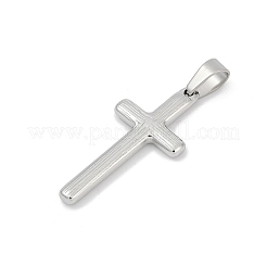 304ステンレスペンダント  変色防止  クロスチャーム  ステンレス鋼色  34.5x15.5x2.5mm  穴：6.5x4.5mm&nbsp;STAS-Q350-01P