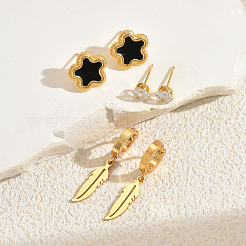 3 пара серег из нержавеющей стали с цветами и перьями VA9717