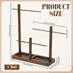3段Tバー木製ブレスレットオーガナイザーディスプレイスタンド  ココナッツブラウン  25.4x9x32.5cm&nbsp;ODIS-WH0099-153