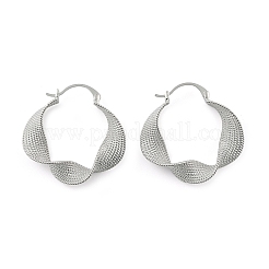 Текстурированные витые серьги-кольца из латуни для женщин EJEW-U055-03B-P