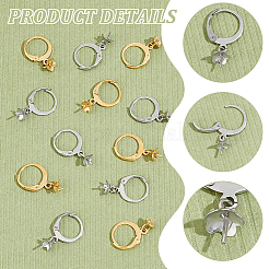 40個 2色 304ステンレススチール フレンチフックピアス金具  片穴パーツ用  ゴールデン·ステンレス鋼色  21mm  ピン：0.6mm  20個/カラー&nbsp;STAS-UN0045-74
