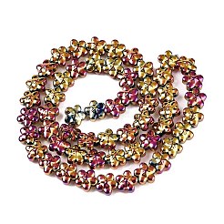 電気メッキガラスビーズセット  花  カメリア  12x12.5x7mm  穴：1mm  約54~55個/連  24.57~24.96インチ（62.4~63.4cm）&nbsp;EGLA-T028-02K