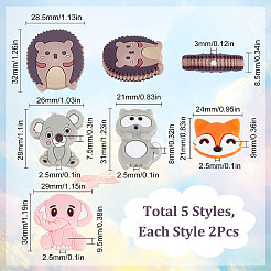 10шт 5 стиля пищевых экологически чистых силиконовых бусин SIL-SC0001-11