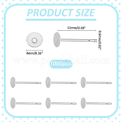 1000 шт. серьги-гвоздики из нержавеющей стали 304&nbsp;STAS-ME0001-50C
