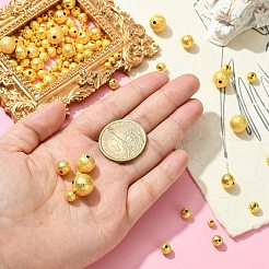 468 шт. 5 стильных латунных круглых текстурированных бусины-проставки&nbsp;KK-CJ0002-13