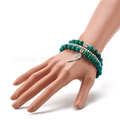 Synthetisches Chrysokoll & nicht magnetisches Hämatit-Stretch-Armband-Set für Männer-Frauen-Geschenk&nbsp;BJEW-JB06727