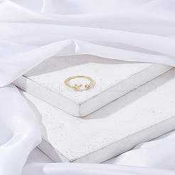 1 bague ouverte en laiton micro pavée avec zircone cubique transparente pour femme&nbsp;RJEW-LP0002-37X
