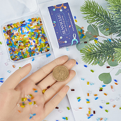 800шт 10 цвета 2-дырочные стеклянные бусины SEED-SC0001-46