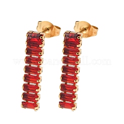 Серьги-гвоздики с прямоугольными кисточками из нержавеющей стали 304&nbsp;EJEW-F393-01G