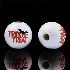 Perline di legno naturale stampate halloween&nbsp;WOOD-S057-078