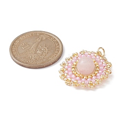Плоские круглые подвески из натурального розового кварца PALLOY-MZ00135-08