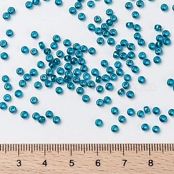 MIYUKIラウンドロカイユビーズ  日本製シードビーズ  （rr3537)ファンシーライニングティールブルー  8/0  3mm  穴：1mm  約422~455PCS /ボトル  10 G /ボトル&nbsp;SEED-JP0009-RR3537