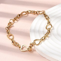 Set di gioielli con collana e bracciale a catena a forma di cuore in acciaio inossidabile 304&nbsp;SJEW-L199-08G