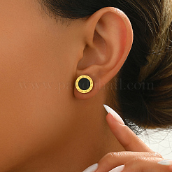 Элегантные плоские круглые серьги-гвоздики в римском стиле из нержавеющей стали 304 BO7793-2