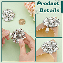 4 шт. цветочный сплав со стеклянными зажимами для обуви со стразами&nbsp;AJEW-FG0003-64D