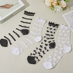 Eatcabin 4 пара 4 стилей нейлоновых носков из стекловолокна для женщин и девочек AJEW-CN0004-33