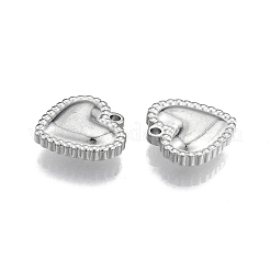 変色しない304ステンレススチールチャーム  ハート  ステンレス鋼色  15x15x4mm  穴：1.5mm&nbsp;STAS-N099-37