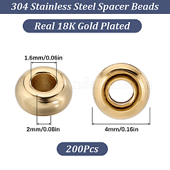 200 шт. разделительные бусины из нержавеющей стали 304&nbsp;STAS-SC0007-54