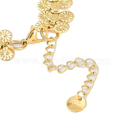 Браслеты из нержавеющей стали 304 с двойным рядом цветочных звеньев для женщин BJEW-H615-01G