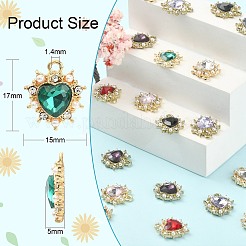 40 stücke 8 farben legierung strass anhänger&nbsp;RB-CJ0001-01