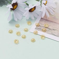 アイアンファンシービーズキャップ  花  ゴールドカラー  10x4mm  穴：1mm&nbsp;IFIN-ZX1173-G