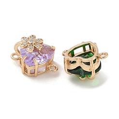 Подвески-сердечки в форме граненого стекла из латуни&nbsp;KK-G517-12G