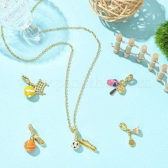 5 шт. 5 стиля подвески-шармы с подвесками в виде спортивного мяча из латуни и эмали в европейском стиле&nbsp;KK-CJ0003-89