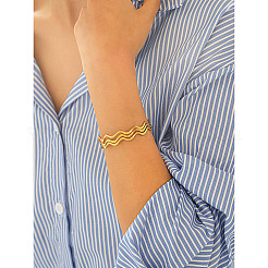 Bracelets manchettes ondulés à une ligne en acier inoxydable 304 pour femmes&nbsp;WGF7EC5-01