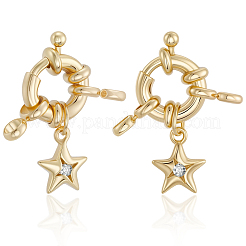 10 шт. латунные застежки-кольца с прозрачным кубическим цирконием KK-BBC0020-07