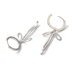 Pendientes de aro de circonita cúbica transparente con micro pavé de latón y lazo para mujer&nbsp;EJEW-A110-02P
