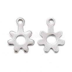 変色しない201ステンレススチールチャーム  中空  レーザー切断  花  ステンレス鋼色  11x8x0.7mm  穴：1.2mm&nbsp;STAS-F255-035P