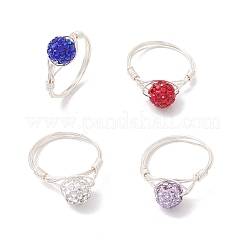 Кольца для женщин из полимерной глины ручной работы со стразами RJEW-JR00920-01