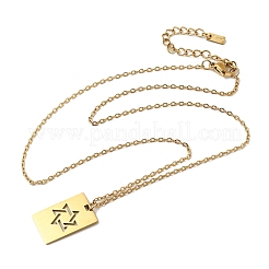 Женское ожерелье с подвеской в виде прямоугольной звезды Давида из нержавеющей стали 304 с лазерной резкой&nbsp;NJEW-Z091-14G