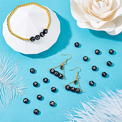 32 шт. 26 вида бусин из натурального черного камня и золотой эмали G-PH0003-23