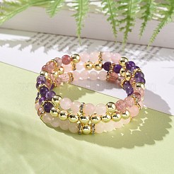 Set di bracciali elasticizzati con pietre preziose rotonde&nbsp;BJEW-JB09131