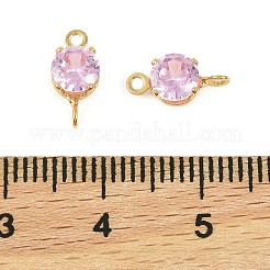 Латунные подвески-коннекторы с плоскими круглыми фианитами&nbsp;KK-P347-01G-02