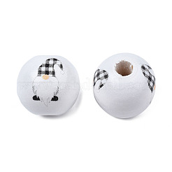Расписные круглые бусины из натурального дерева WOOD-N006-180B