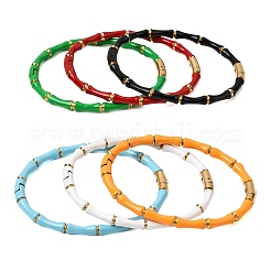 Женские браслеты-кольца из нержавеющей стали 304 с эмалированным покрытием.&nbsp;BJEW-D408-42G