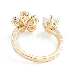 Регулируемые латунные кольца микро манжеты из прозрачного циркония RJEW-F101-22G