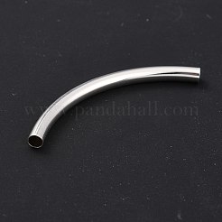真鍮製チューブビーズ  長持ちメッキ  カーブビーズ  チューブ  925銀メッキ  55x4mm  穴：3mm&nbsp;KK-Y003-89G-S