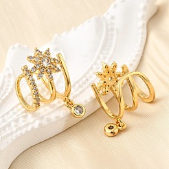 Латунные серьги-манжеты из прозрачного кубического циркония&nbsp;EJEW-K309-07G