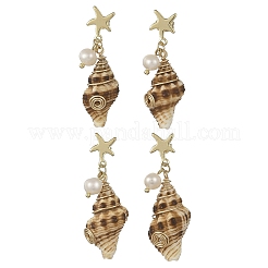 Boucles d'oreilles puces en acier inoxydable 304 avec perles naturelles&nbsp;EJEW-JE07420
