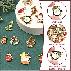 15 шт. 15 стиля эмалевых подвесок из нержавеющей стали 304&nbsp;STAS-YW0003-41