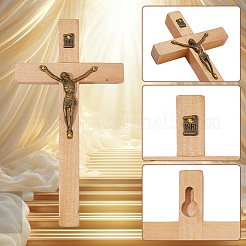 Ostern kreuz mit jesus holz legierung figuren ornamente&nbsp;DJEW-WH0016-52B