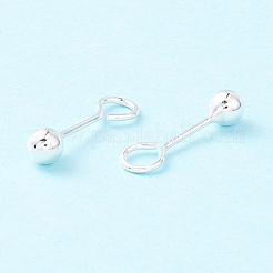 スターリングシルバーのねじ付きボールアイピン925個  ボールヘッド付きスクリューアイピン  銀  17x4mm  穴：3.4mm  ピン：0.7mm&nbsp;STER-P047-04C-S