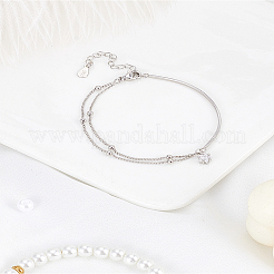 1шт латунные спутниковые цепи двухрядные браслеты для женщин&nbsp;BJEW-LP0004-45