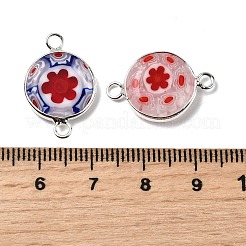 Плоские круглые подвески-соединители ручной работы миллефиори&nbsp;LAMP-D002-02A-S